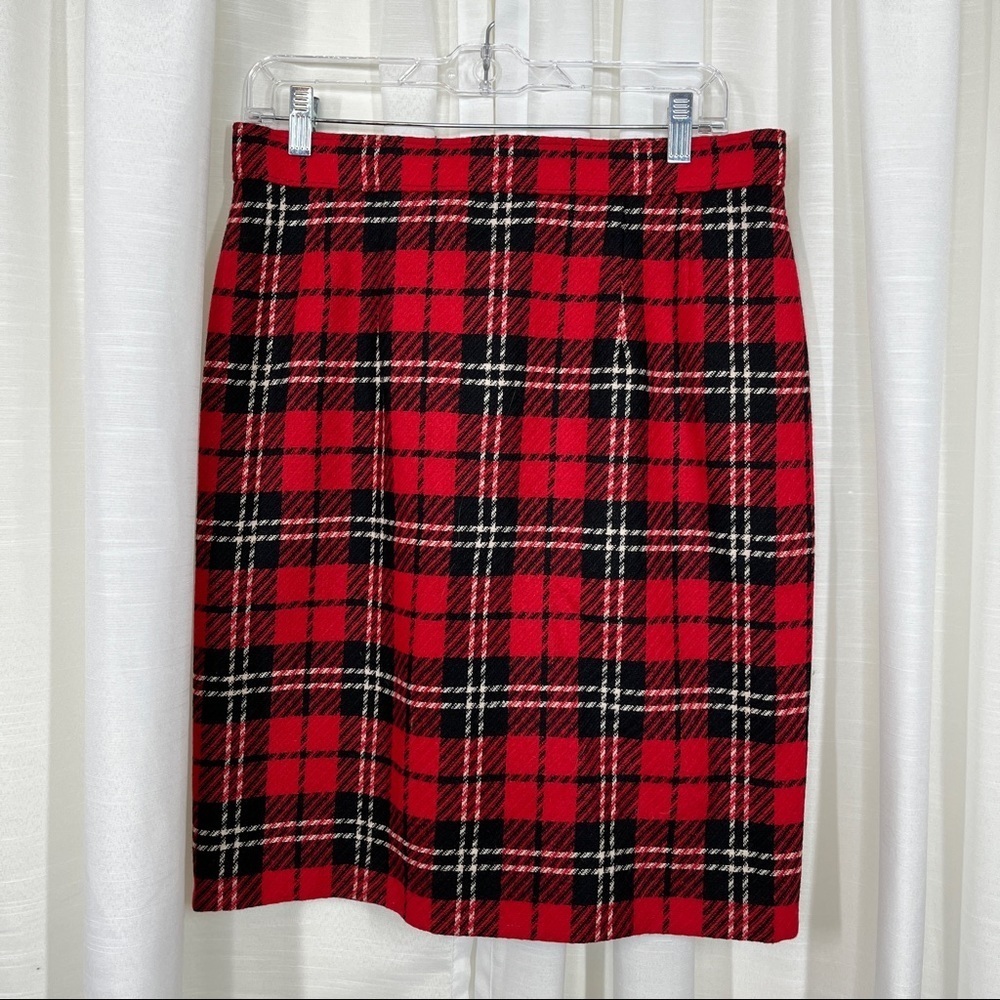 Vintage Red and Black Plaid Pencil Skirt